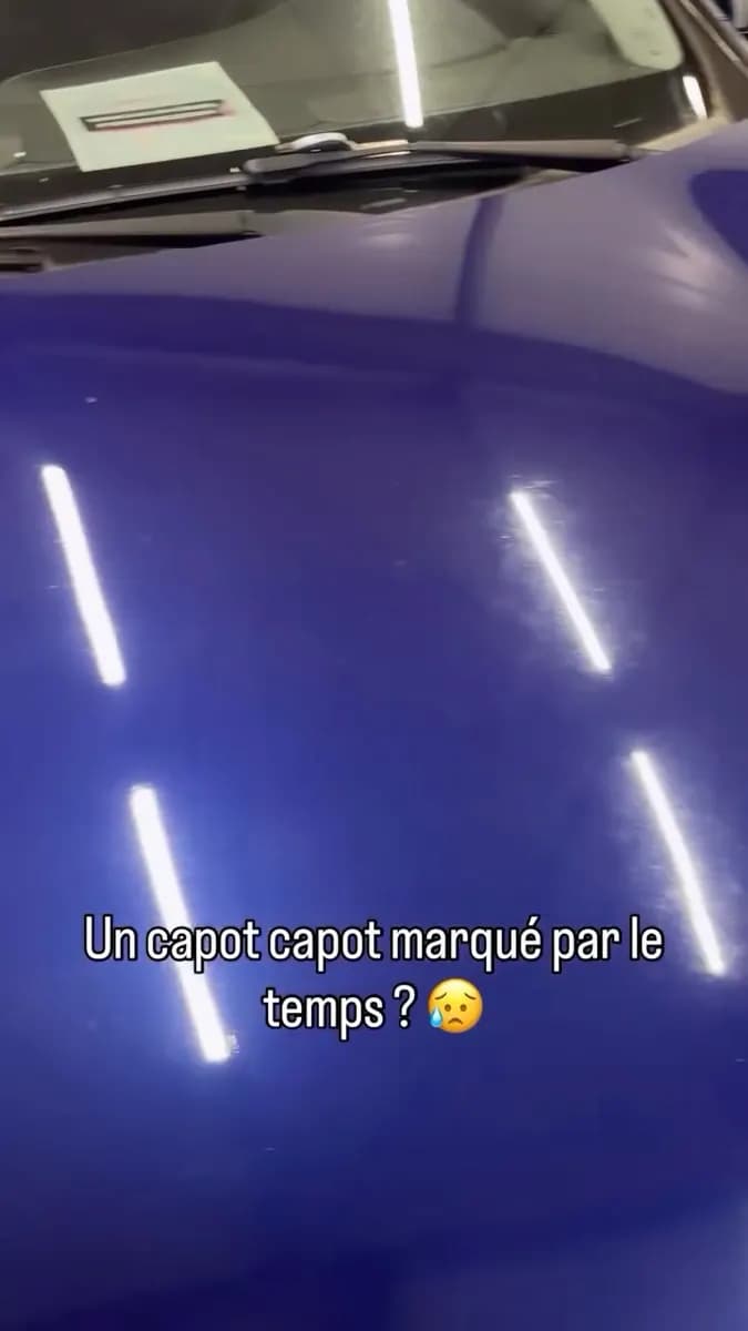 Capot marqué par les impacts : polissage & lustrage par Lustr'Auto 31